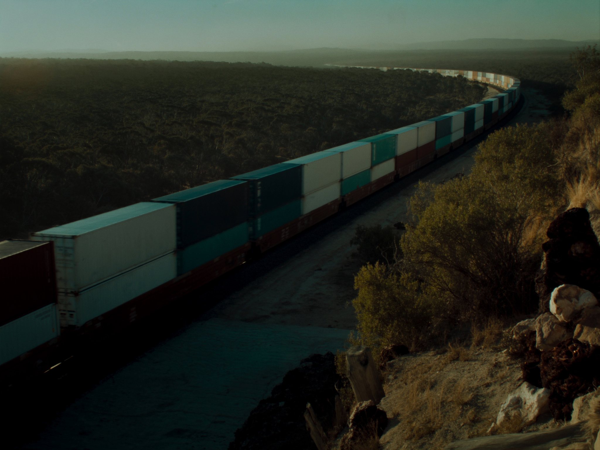 A loaded container train on the Central Queensland rail corridor